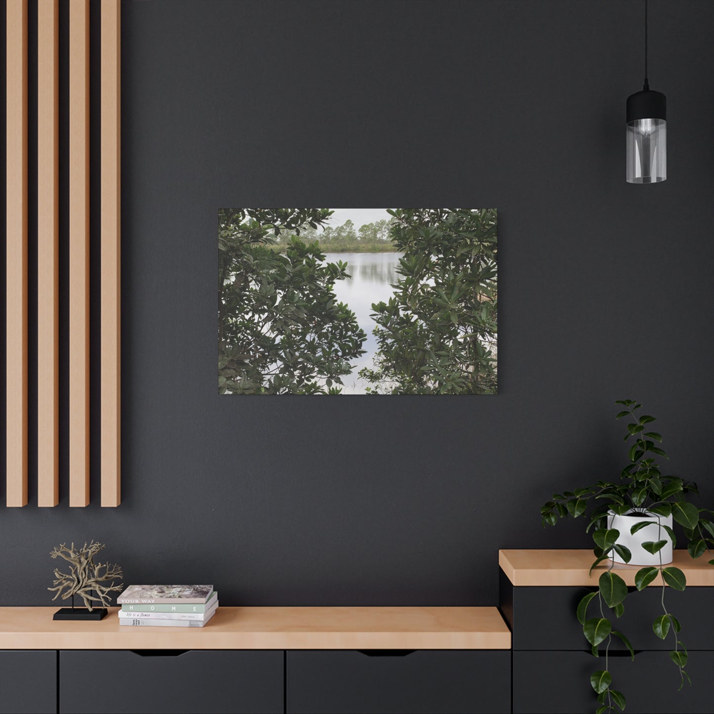 Framed By Nature – Nature Landscape Photography Print | Lake View Wall Art – Stretched Matte Print
