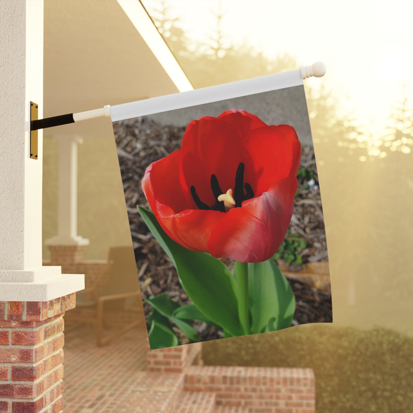 Crimson Bloom Garden Flag Yard Banner