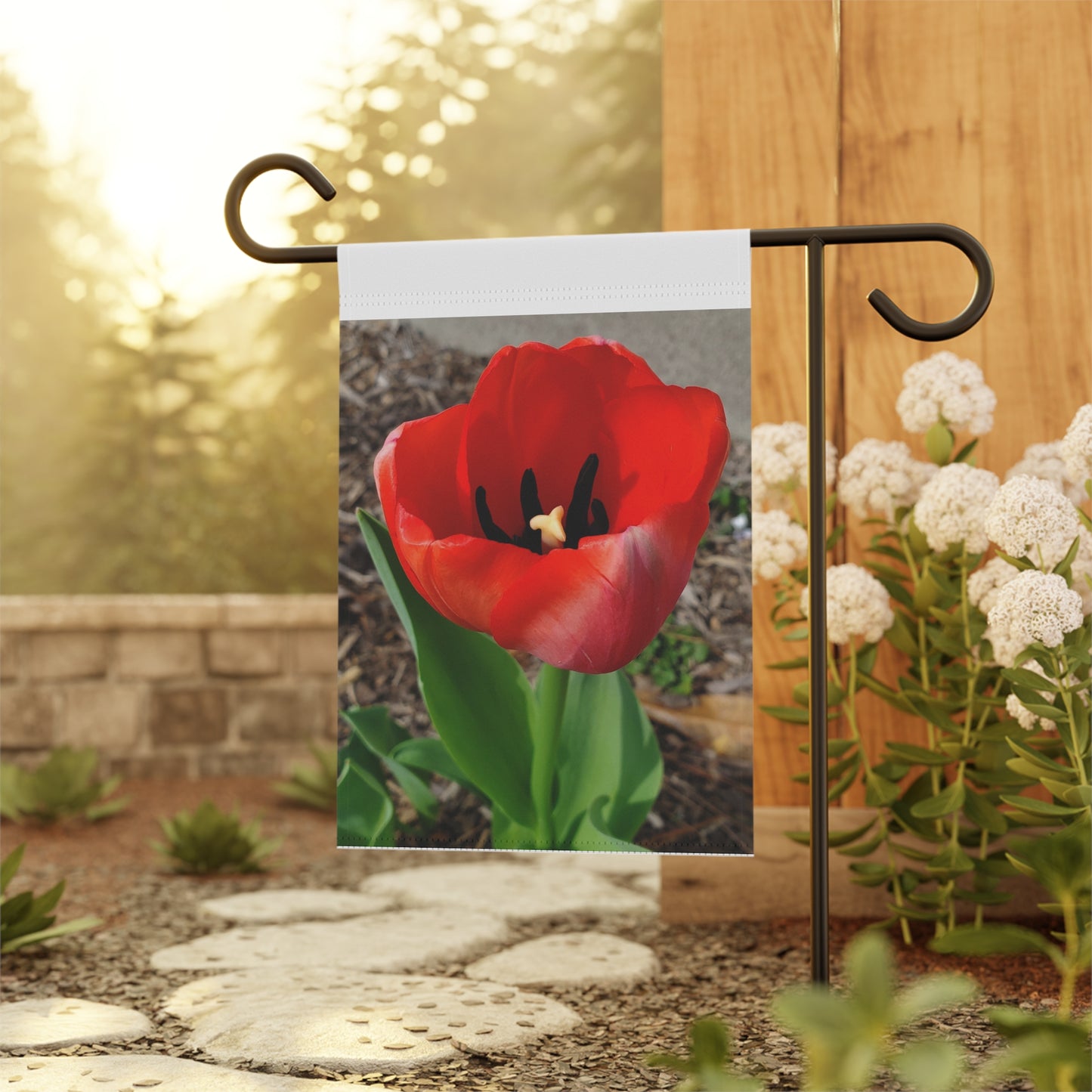 Crimson Bloom Garden Flag Yard Banner