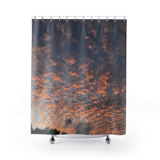 Moody Sky Shower Curtain | Sunset Cloud Bathroom Decor | Photos by Phae